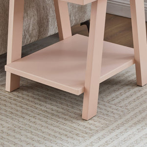 English Elm Athens Sawhorse End Table with Open Shelf for Living Room or Reading Nook Pink T2574P519690