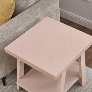 English Elm Athens Sawhorse End Table with Open Shelf for Living Room or Reading Nook Pink T2574P519690