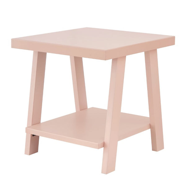 English Elm Athens Sawhorse End Table with Open Shelf for Living Room or Reading Nook Pink T2574P519690