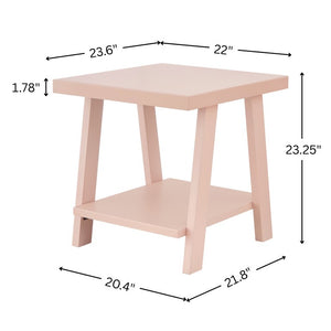 English Elm Athens Sawhorse End Table with Open Shelf for Living Room or Reading Nook Pink T2574P519690