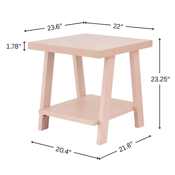 English Elm Athens Sawhorse End Table with Open Shelf for Living Room or Reading Nook Pink T2574P519690