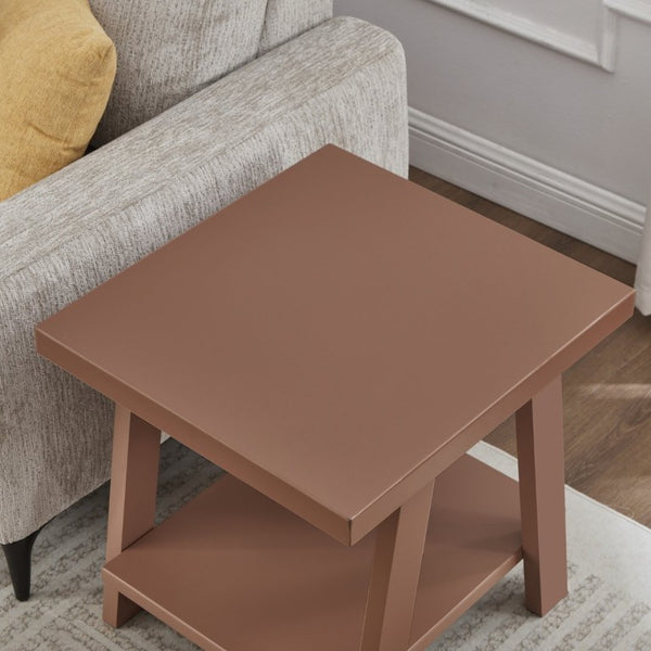English Elm Athens Sawhorse End Table with Open Shelf for Living Room or Reading Nook Red T2574P519691