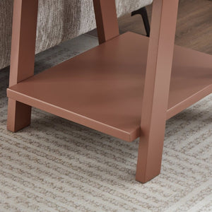 English Elm Athens Sawhorse End Table with Open Shelf for Living Room or Reading Nook Red T2574P519691