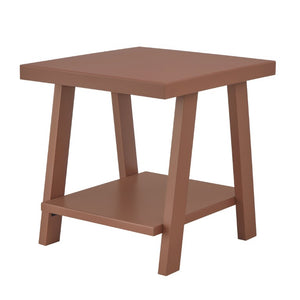 English Elm Athens Sawhorse End Table with Open Shelf for Living Room or Reading Nook Red T2574P519691