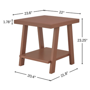 English Elm Athens Sawhorse End Table with Open Shelf for Living Room or Reading Nook Red T2574P519691