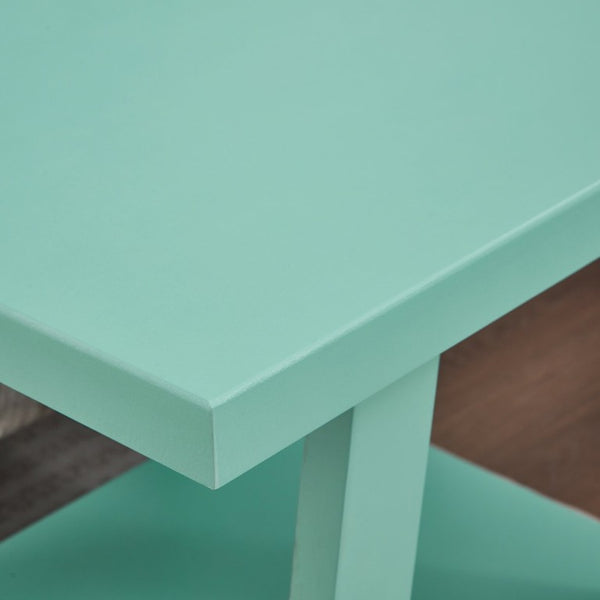 English Elm Athens Sawhorse End Table with Open Shelf for Living Room or Reading Nook Teal T2574P519692
