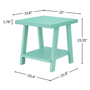 English Elm Athens Sawhorse End Table with Open Shelf for Living Room or Reading Nook Teal T2574P519692
