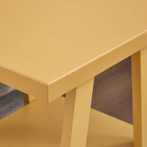 English Elm Athens Sawhorse End Table with Open Shelf for Living Room or Reading Nook Yellow T2574P519693