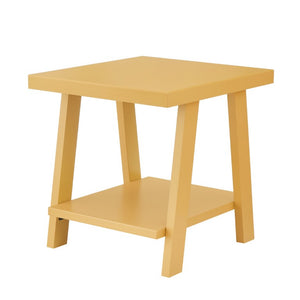 English Elm Athens Sawhorse End Table with Open Shelf for Living Room or Reading Nook Yellow T2574P519693