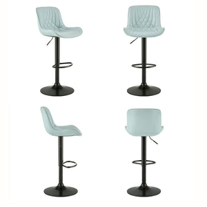 English Elm Kovyn Adjustable Swivel Barstools Faux Leather Upholstered Set for Kitchen Island Blue T2574P526980
