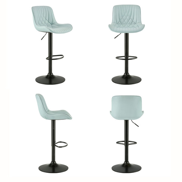 English Elm Kovyn Adjustable Swivel Barstools Faux Leather Upholstered Set for Kitchen Island Blue T2574P526980