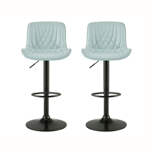 English Elm Kovyn Adjustable Swivel Barstools Faux Leather Upholstered Set for Kitchen Island Blue T2574P526980