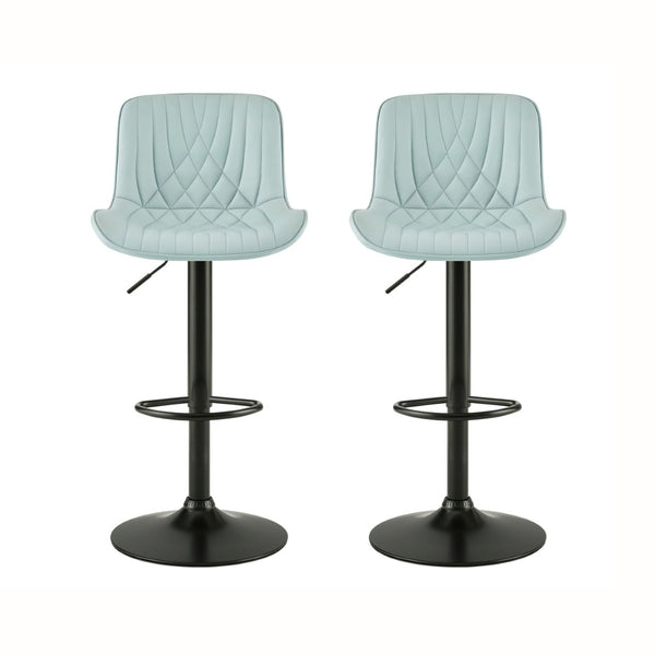 English Elm Kovyn Adjustable Swivel Barstools Faux Leather Upholstered Set for Kitchen Island Blue T2574P526980