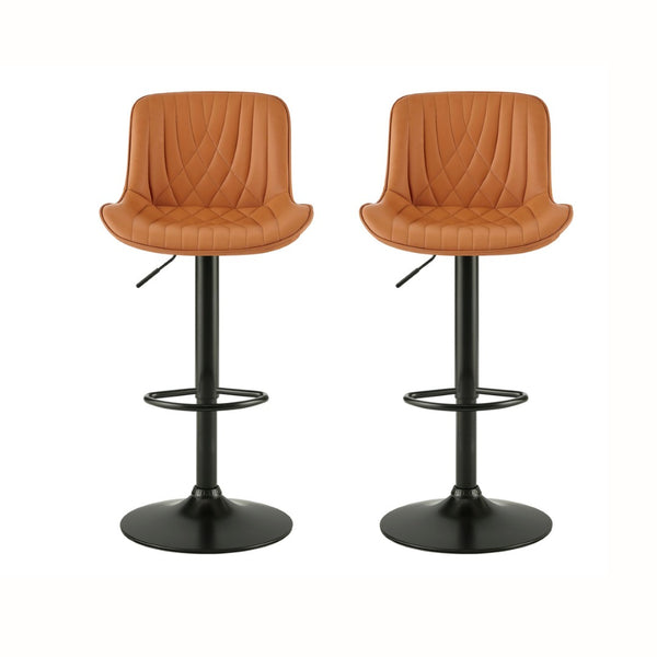 English Elm Kovyn Adjustable Swivel Barstools Faux Leather Upholstered Set for Kitchen Island Camel T2574P526982