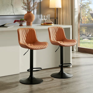 English Elm Kovyn Adjustable Swivel Barstools Faux Leather Upholstered Set for Kitchen Island Camel T2574P526982