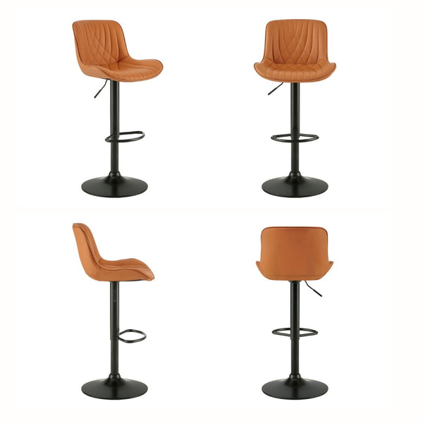 English Elm Kovyn Adjustable Swivel Barstools Faux Leather Upholstered Set for Kitchen Island Camel T2574P526982