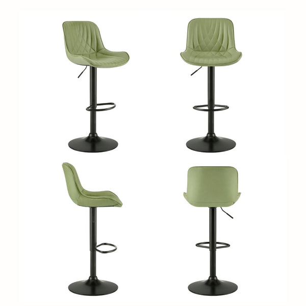 English Elm Kovyn Adjustable Swivel Barstools Faux Leather Upholstered Set for Kitchen Island Green T2574P526983
