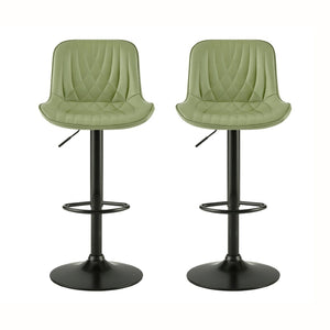 English Elm Kovyn Adjustable Swivel Barstools Faux Leather Upholstered Set for Kitchen Island Green T2574P526983