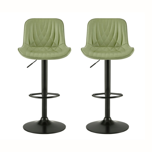 English Elm Kovyn Adjustable Swivel Barstools Faux Leather Upholstered Set for Kitchen Island Green T2574P526983