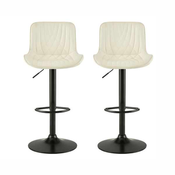 English Elm Kovyn Adjustable Swivel Barstools Faux Leather Upholstered Set for Kitchen Island Ivory T2574P526984