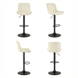 English Elm Kovyn Adjustable Swivel Barstools Faux Leather Upholstered Set for Kitchen Island Ivory T2574P526984