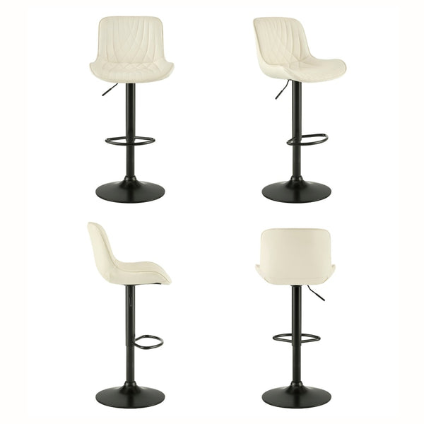 English Elm Kovyn Adjustable Swivel Barstools Faux Leather Upholstered Set for Kitchen Island Ivory T2574P526984