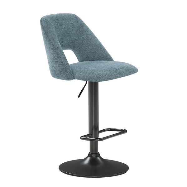 English Elm Nuvia Chenille Upholstered Swivel Barstools with Adjustable Height Set of 2 Blue T2574P526985