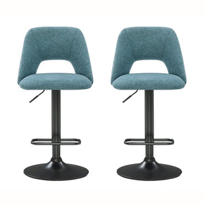 English Elm Nuvia Chenille Upholstered Swivel Barstools with Adjustable Height Set of 2 Blue T2574P526985
