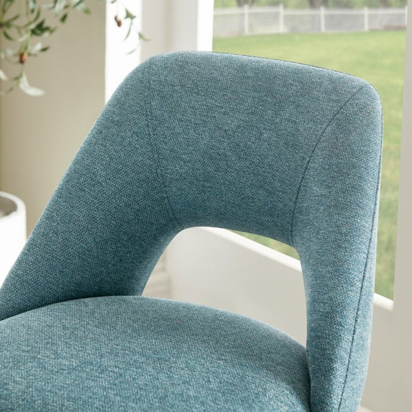 English Elm Nuvia Chenille Upholstered Swivel Barstools with Adjustable Height Set of 2 Blue T2574P526985