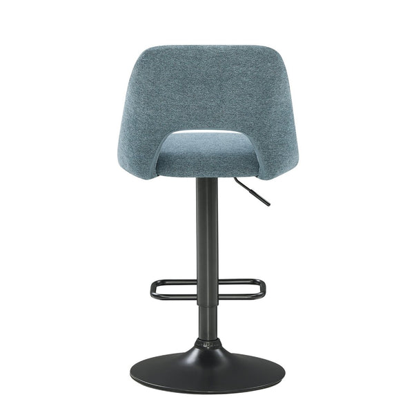 English Elm Nuvia Chenille Upholstered Swivel Barstools with Adjustable Height Set of 2 Blue T2574P526985