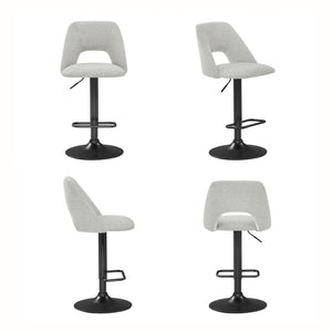 English Elm Nuvia Chenille Upholstered Swivel Barstools with Adjustable Height Set of 2 Gray T2574P526986