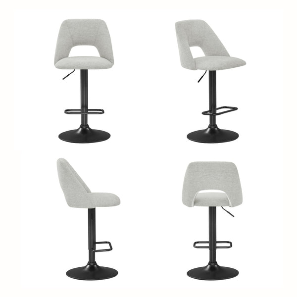 English Elm Nuvia Chenille Upholstered Swivel Barstools with Adjustable Height Set of 2 Gray T2574P526986