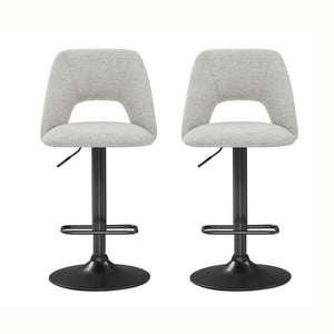 English Elm Nuvia Chenille Upholstered Swivel Barstools with Adjustable Height Set of 2 Gray T2574P526986