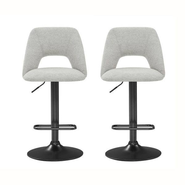 English Elm Nuvia Chenille Upholstered Swivel Barstools with Adjustable Height Set of 2 Gray T2574P526986