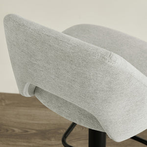 English Elm Nuvia Chenille Upholstered Swivel Barstools with Adjustable Height Set of 2 Gray T2574P526986