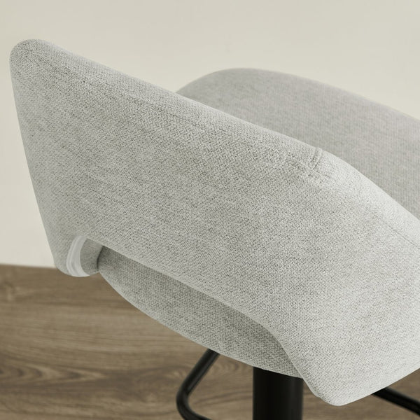 English Elm Nuvia Chenille Upholstered Swivel Barstools with Adjustable Height Set of 2 Gray T2574P526986