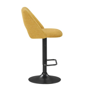 English Elm Nuvia Chenille Upholstered Swivel Barstools with Adjustable Height Set of 2 Yellow T2574P526988