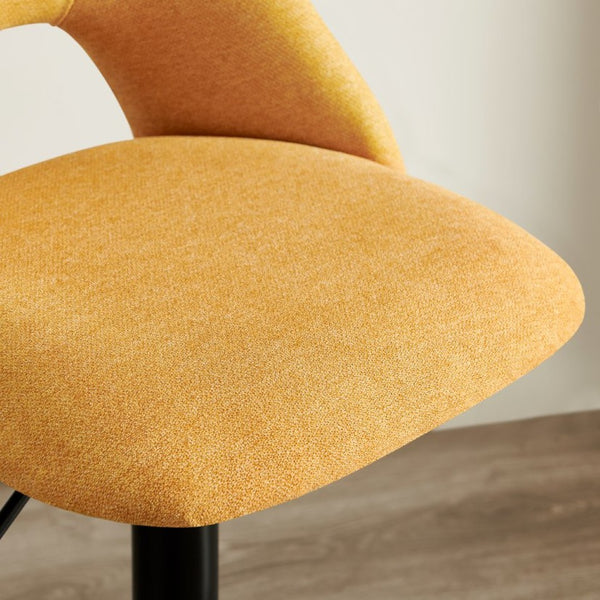 English Elm Nuvia Chenille Upholstered Swivel Barstools with Adjustable Height Set of 2 Yellow T2574P526988