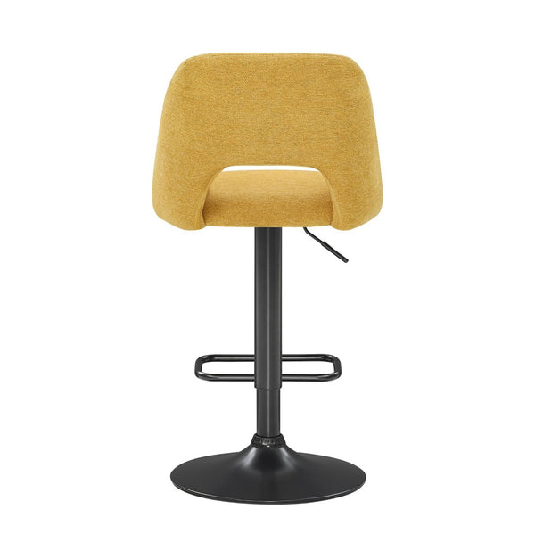 English Elm Nuvia Chenille Upholstered Swivel Barstools with Adjustable Height Set of 2 Yellow T2574P526988