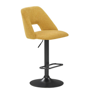 English Elm Nuvia Chenille Upholstered Swivel Barstools with Adjustable Height Set of 2 Yellow T2574P526988