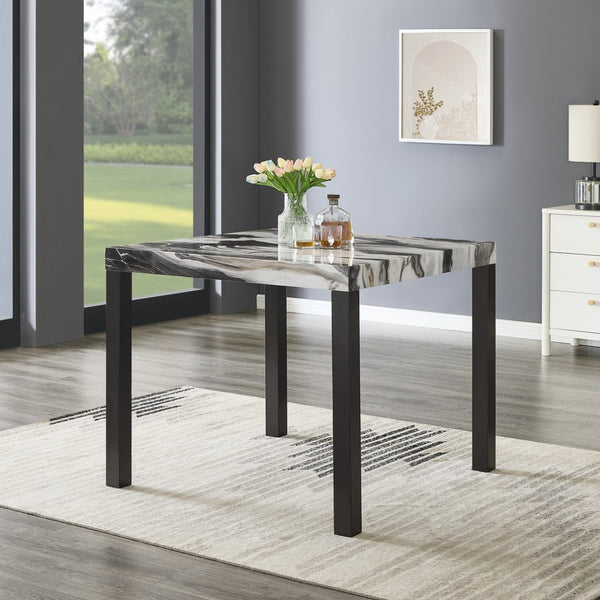 English Elm Cavira Square Faux Marble Counter Height Dining Table with Bold Black Block Legs T2574P526998