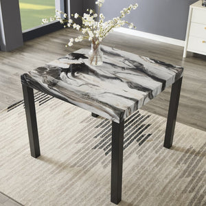 English Elm Cavira Square Faux Marble Counter Height Dining Table with Bold Black Block Legs T2574P526998