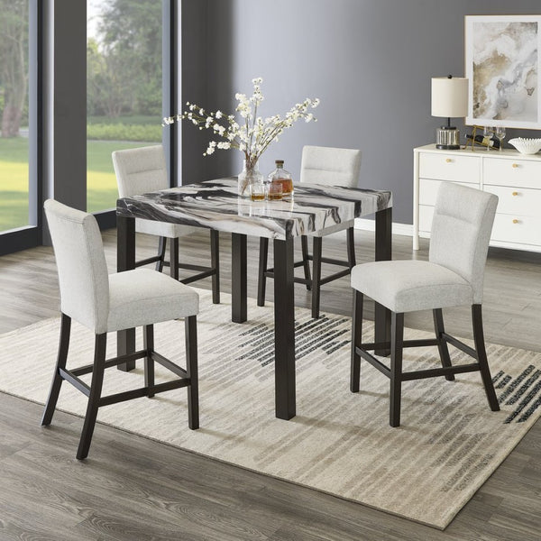 English Elm Cavira High Back Upholstered Counter Stools Set of 2 with Rubberwood Base T2574P527001