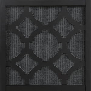 English Elm Quarterfoil Geometric Lattice Four Panel Folding Screen Pine Wood Matte Black Finish T2574P527002