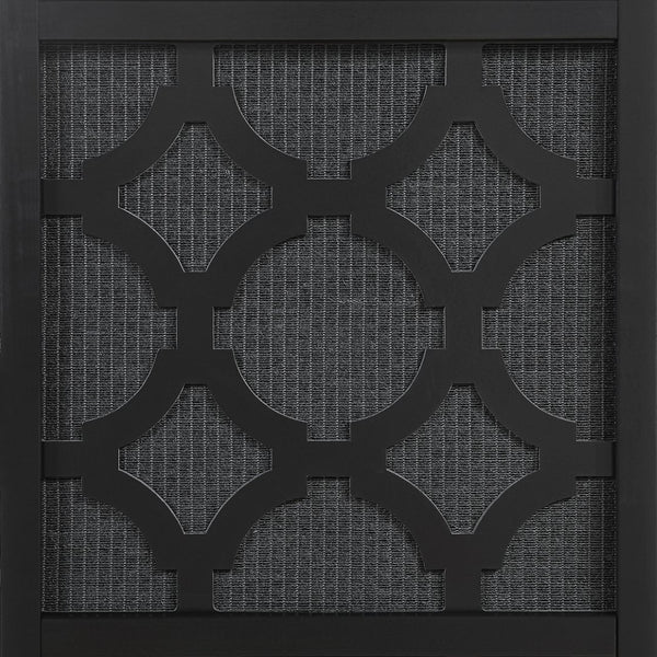 English Elm Quarterfoil Geometric Lattice Four Panel Folding Screen Pine Wood Matte Black Finish T2574P527002
