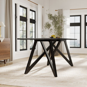 English Elm Axler Rectangular Oak Veneer Dining Table with Sculptural Tripod Base Seats Six T2574P527004