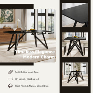 English Elm Axler Rectangular Oak Veneer Dining Table with Sculptural Tripod Base Seats Six T2574P527004