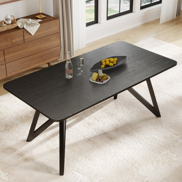 English Elm Axler Rectangular Oak Veneer Dining Table with Sculptural Tripod Base Seats Six T2574P527004
