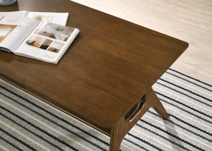English Elm Arona Mid-Century Walnut Tone Coffee Table with Open Shelf for Modern Living Rooms T2574P531368