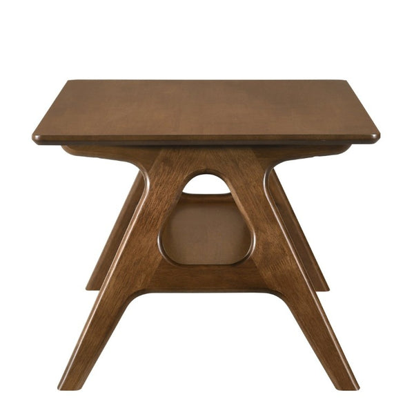 English Elm Arona Mid-Century Walnut Tone Coffee Table with Open Shelf for Modern Living Rooms T2574P531368